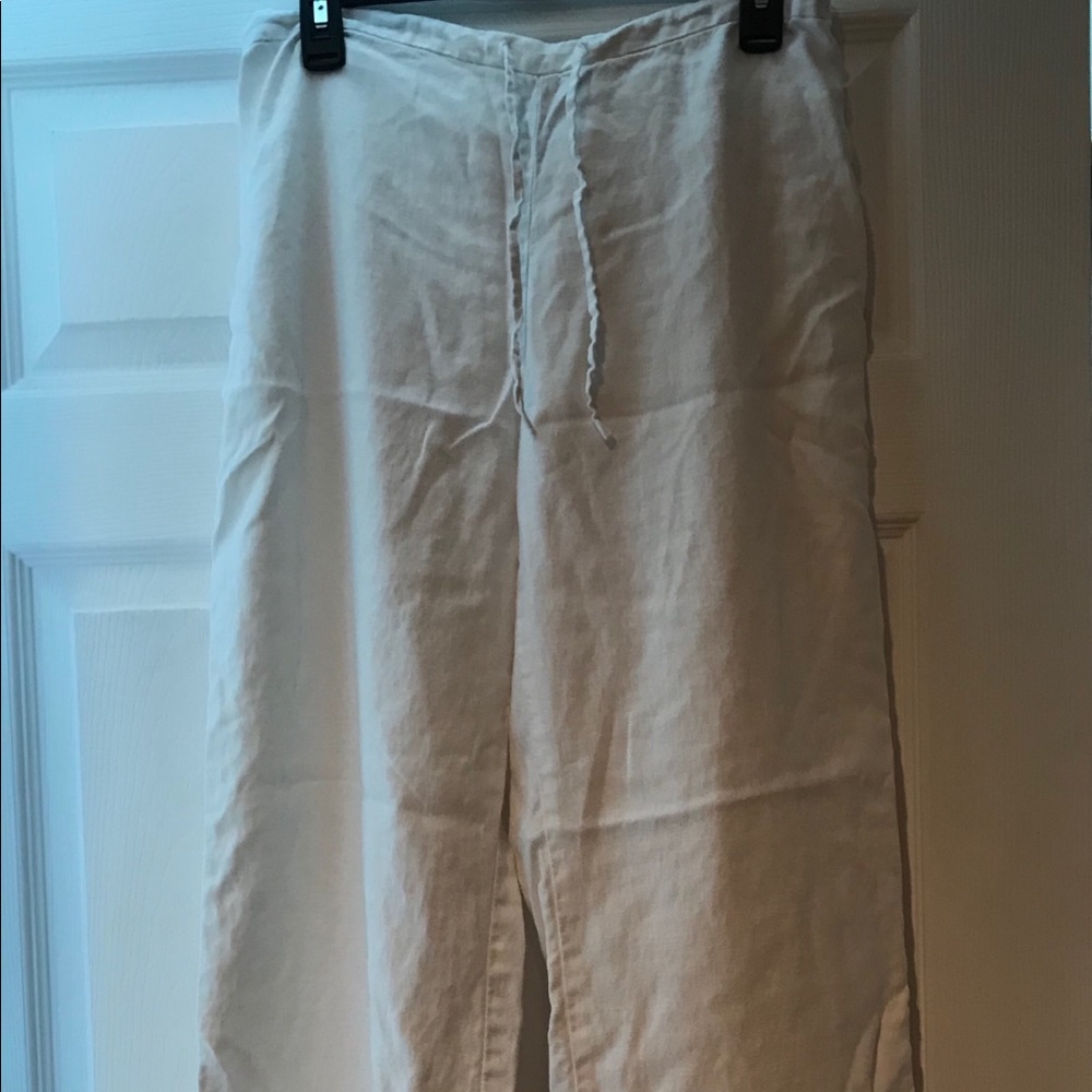White linen pants